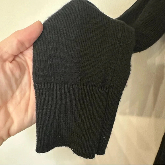 Willi Smith Long Sleeve Black Draped Open Front Merino Wool Sweater Sz S GUC - Picture 6 of 7